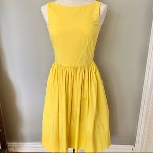 Hugo Boss yellow pleated dress